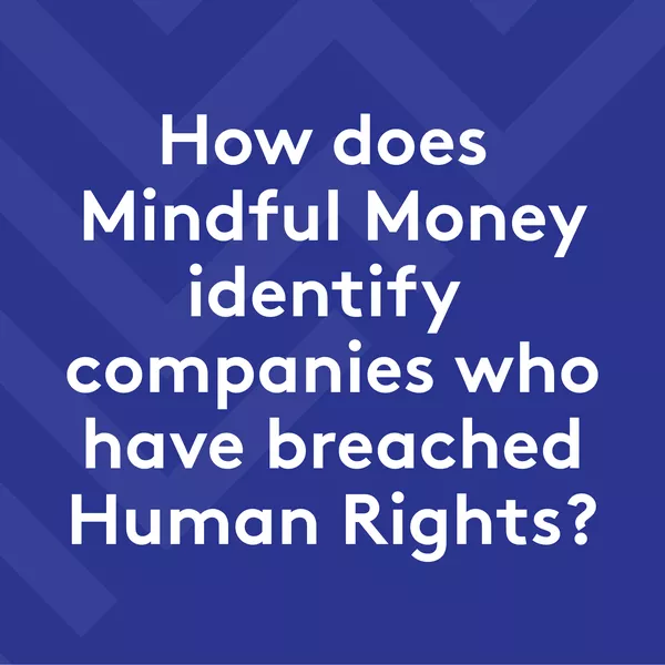 How does Mindful Money identify companies who have breached Human Rights?